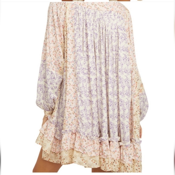 Free People Lost In You Floral Print Tunic Light White-Pink-purple Small S - Picture 2 of 7